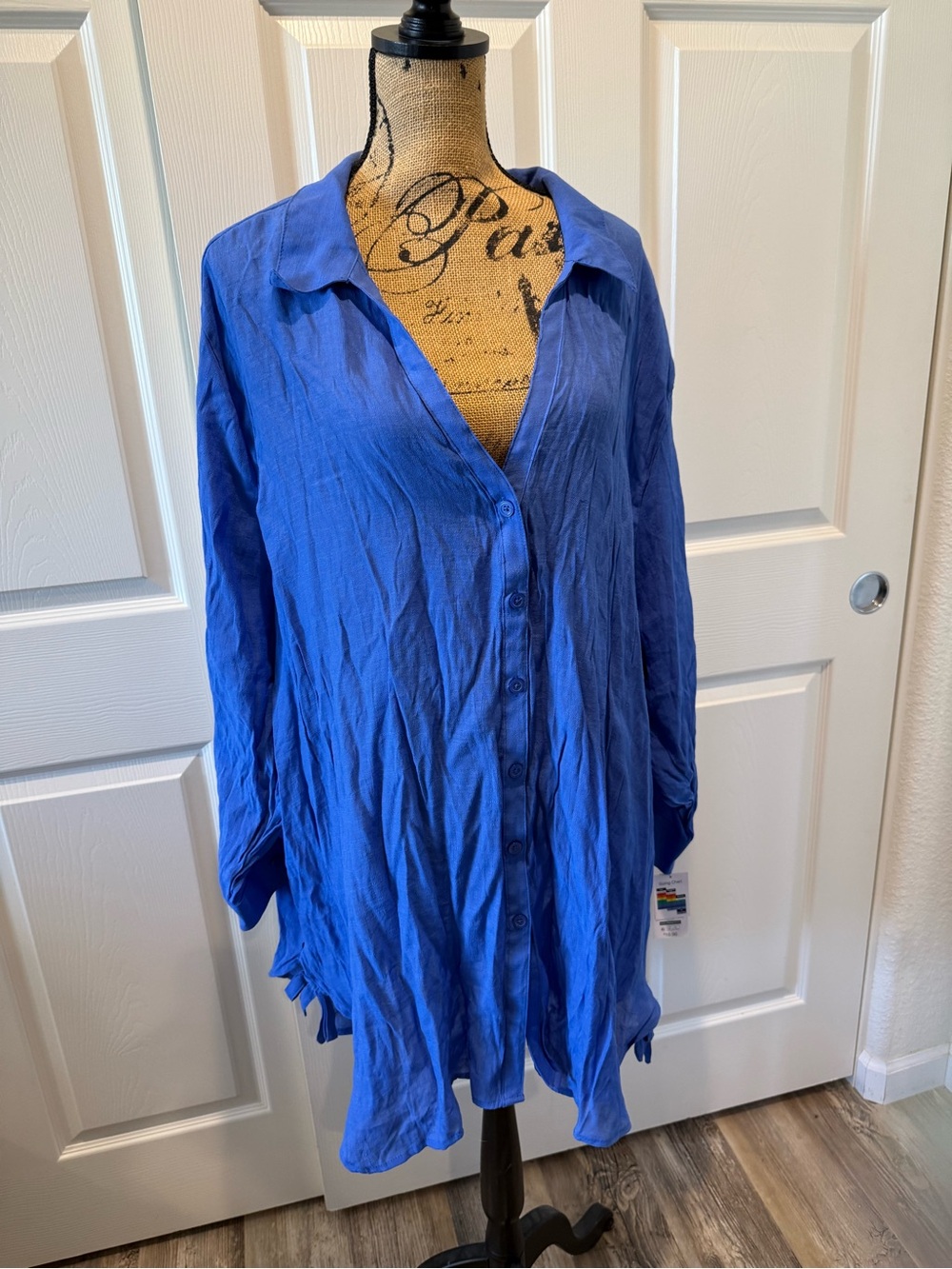 Time and Tru Royal Blue Button-Front Swim Coverup